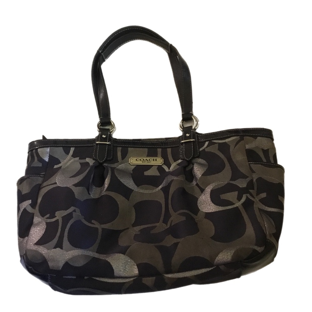 Coach Navy and Gray Signature Pattern Tote